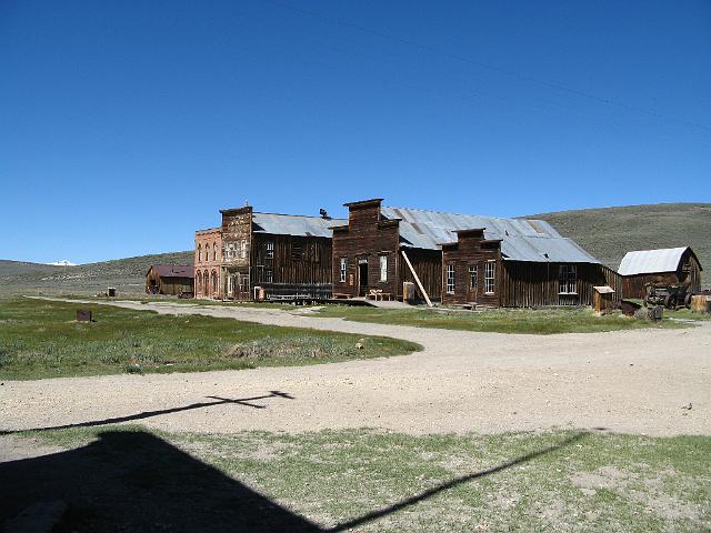 Bodie 23 - Miners Union Hall with support holding up wall.JPG